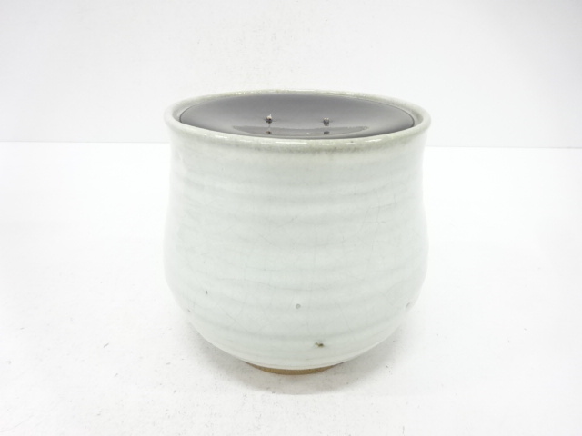 作家物　白釉　水指（保護箱付）